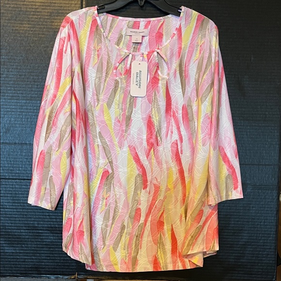 Allison Daley Vibrant Feather Pattern Blouse - Picture 1 of 9